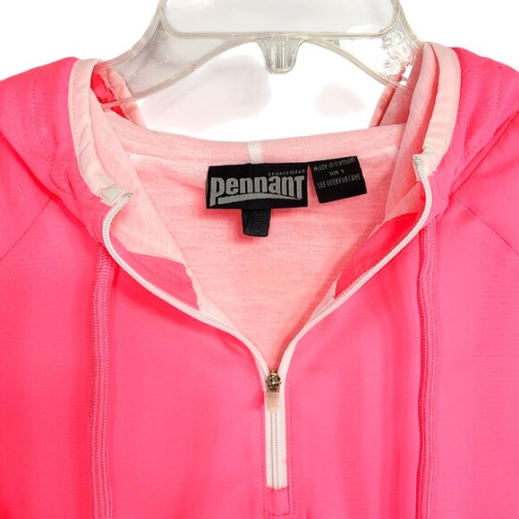PENNANT-Woman's Sportswear-Jacket-SIZE SMALL-Quarter Zip-Hoodie-Pink-White-NWT - Picture 4 of 14